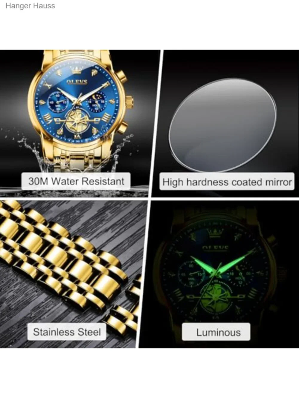 Men's Stainless Steel Chronograph Quartz Watch Dress Analog
